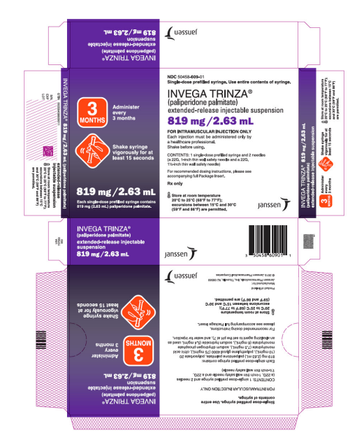 Invega trinza, 819 mg/2.625 ml, extended release susp for inj (1 injektion var 3:e månad)